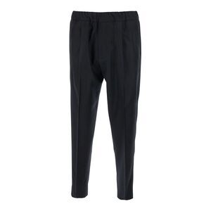 Low Brand Men Black Pants With Elastic Waist In Cotton Man